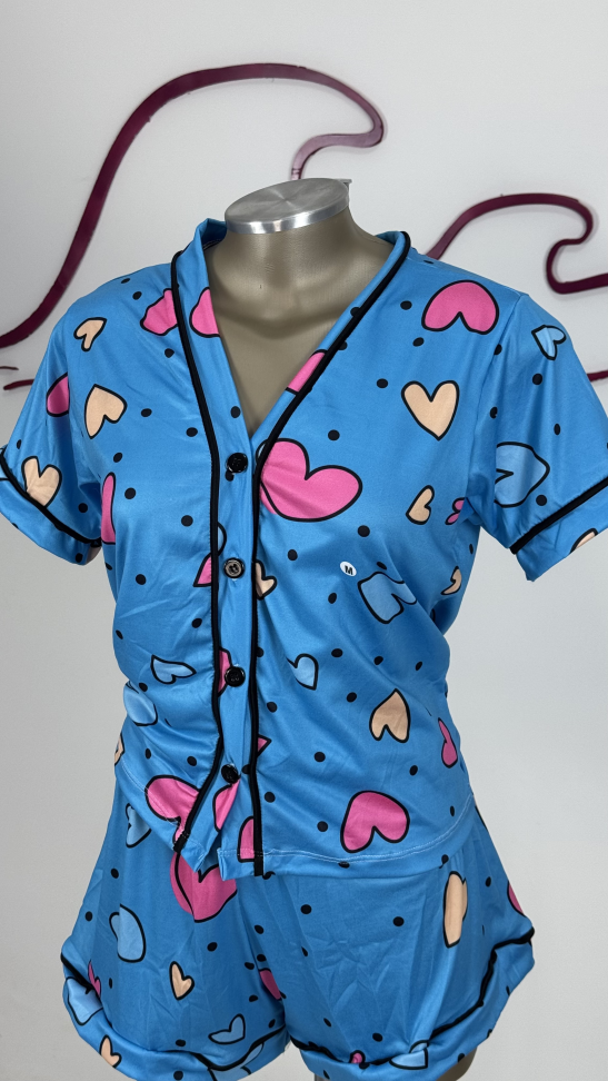 Baby doll Americano corações AZUL - #1