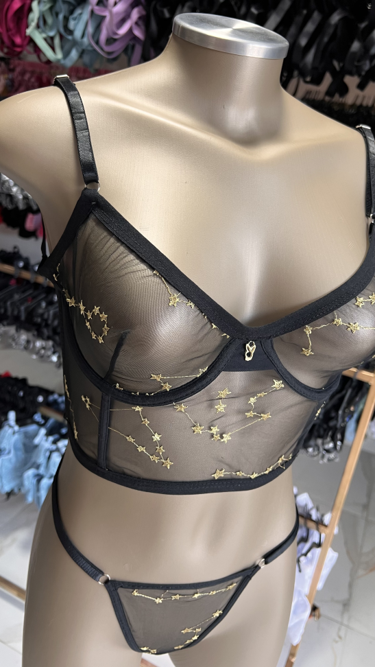 Corset Premium Angelina PRETO ESTRELAS - #3
