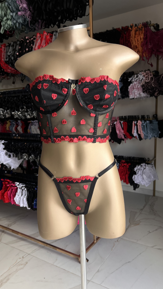 Corset Lavínia PRETO c/ VERMELHO - #3