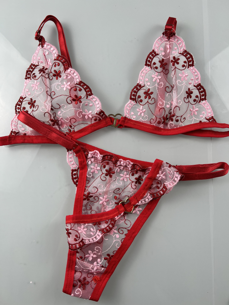 Cj Isa 3pçs flor VERMELHO c/ ROSA - #2