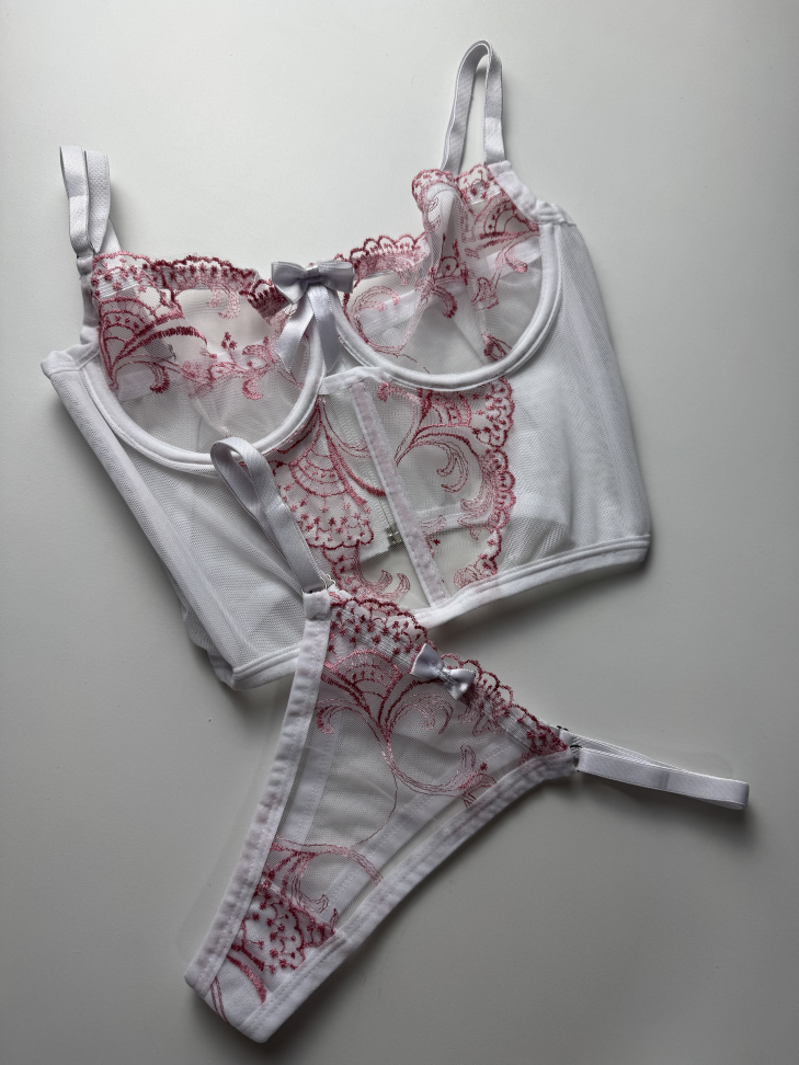 Corset Mary BRANCO C/ ROSA - #3