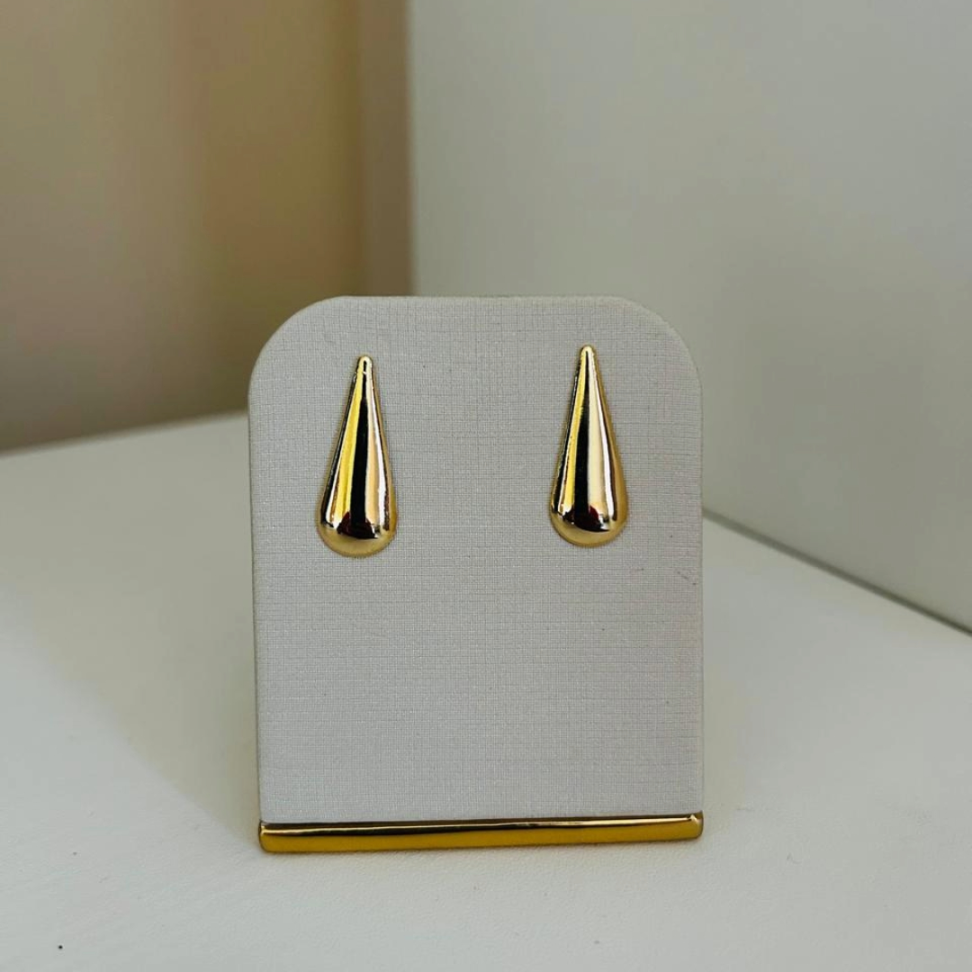 Brinco Gota Alongada Folheado a Ouro 18K