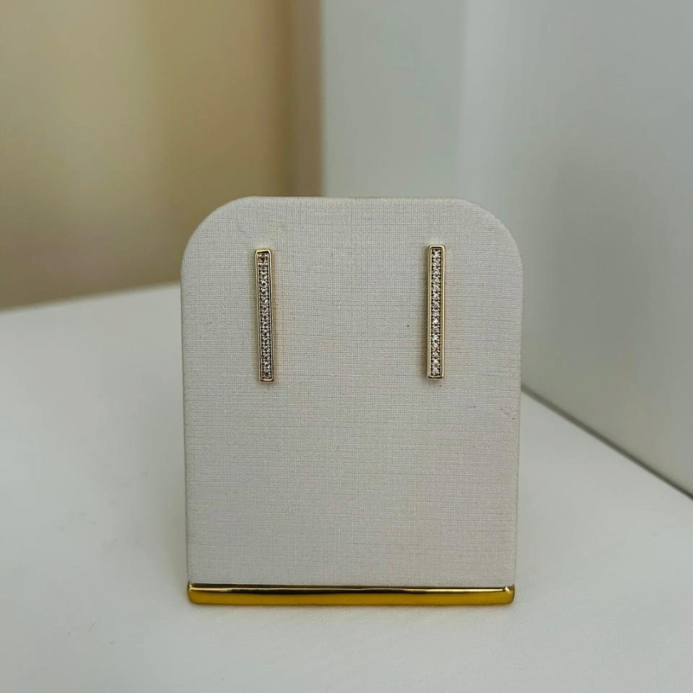 Brico Palito Longo cravejazdo Zircônia Folheado a Ouro 18K