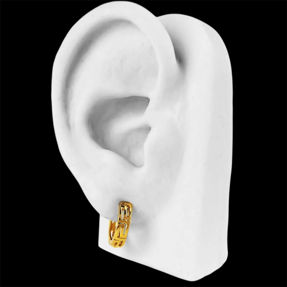 Brinco Argola Lisa Detalhes Vazados Folheado Ouro 18k - #3