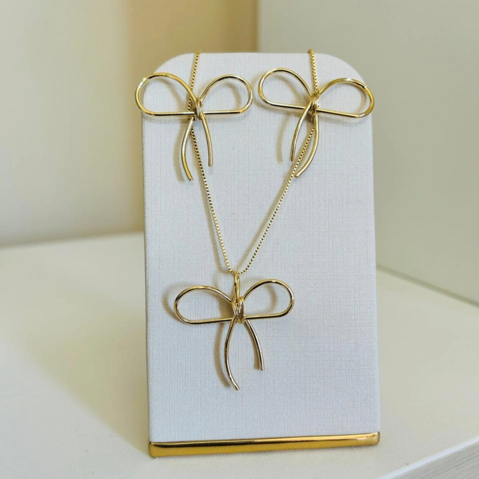 Conjunto Laço Folheado a Ouro 18K