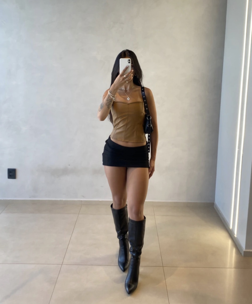 Corset Couro Caramelo