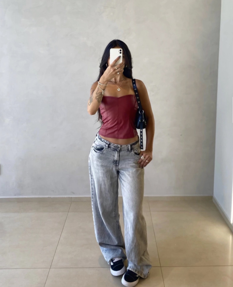 Corset couro vinho