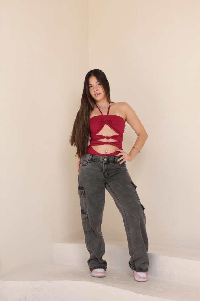 Calça estonada 4 bolsos