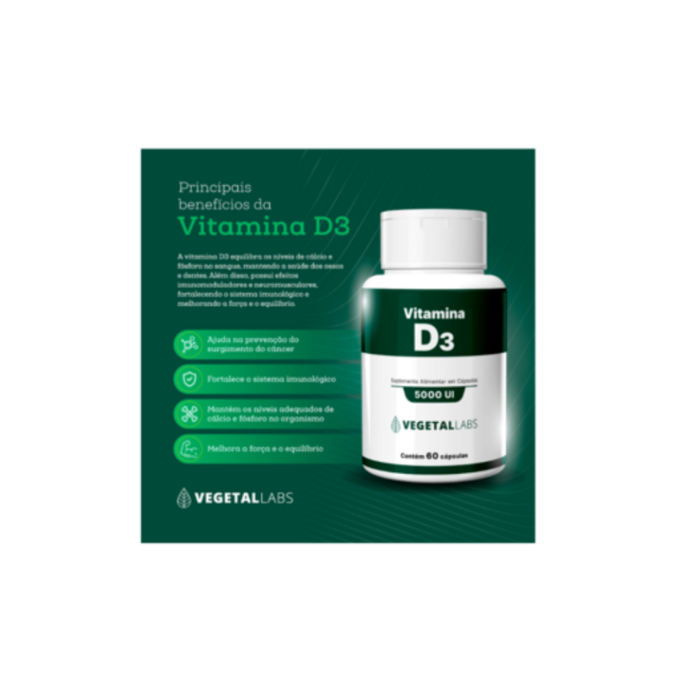 Vitamina D3 5000ui - 60 Capsulas Vegetal Labs