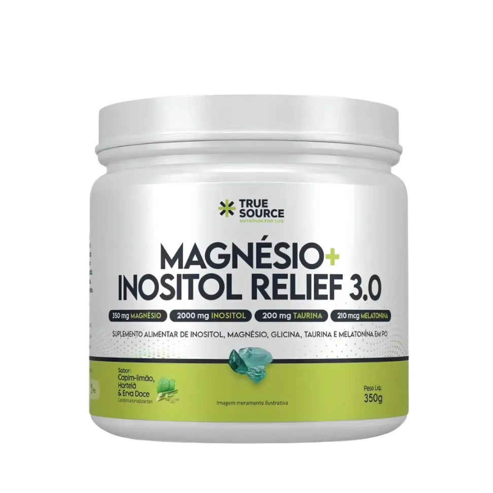 Magnésio + Inositol Reçief 3.0 True Source sabor Capim & Hortelã