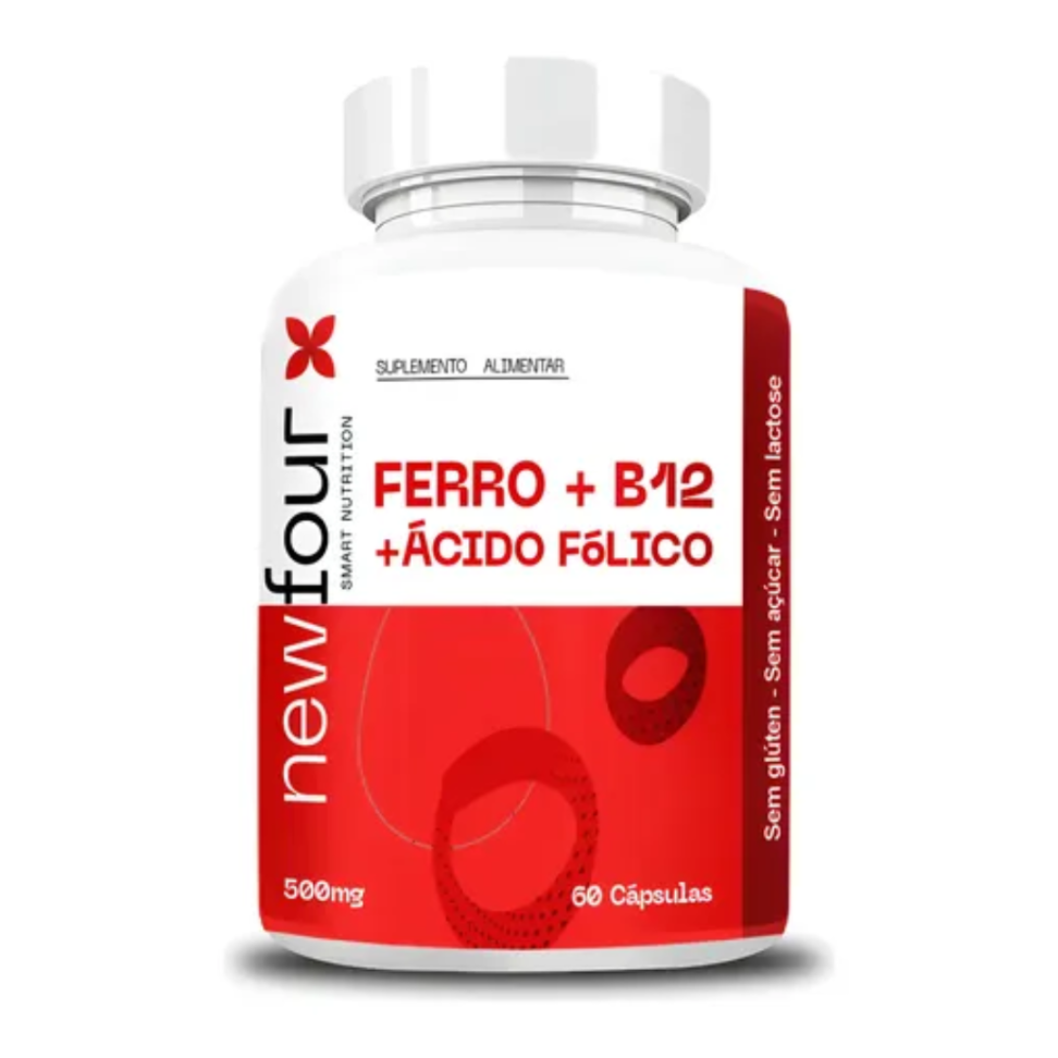 Ferro + B12 + Ácido Fólico - 60 caps New Four