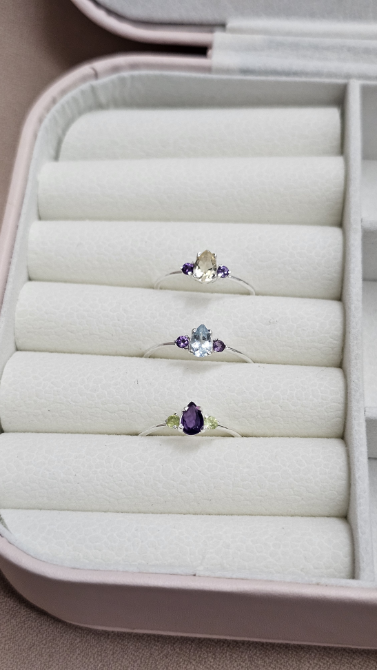 Anel 3 pedras naturais - #1