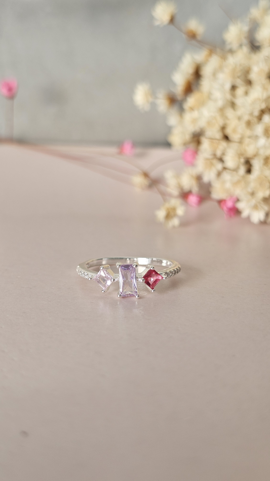 Anel 3 zirconias carré cravejados - #3