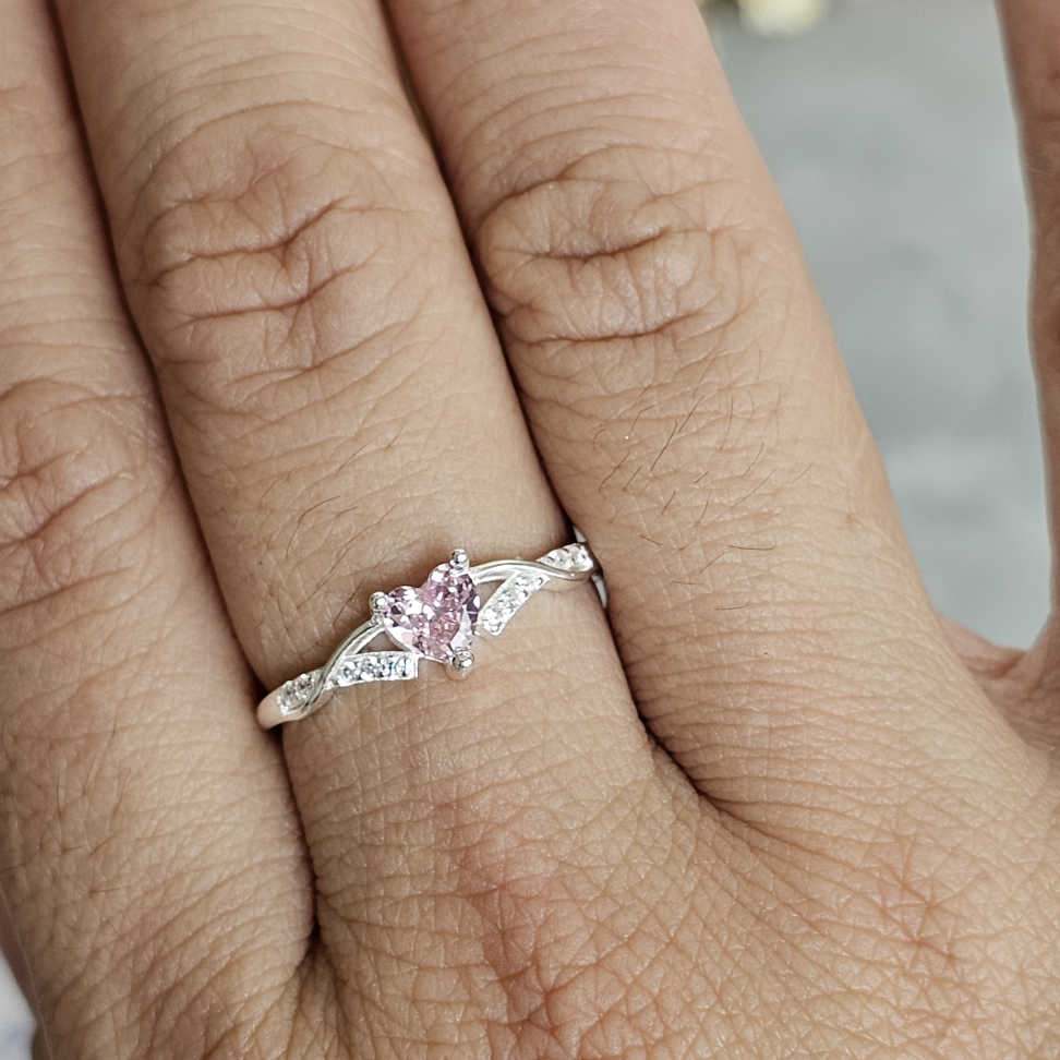 Anel solitário coração cravejado - #3