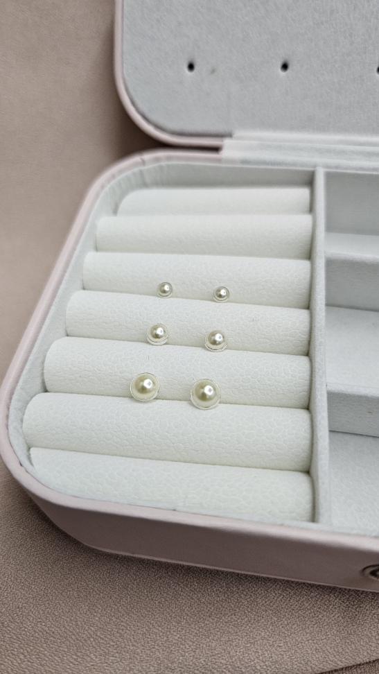 Trio Brincos Pérola Cravação Inglesa - #1