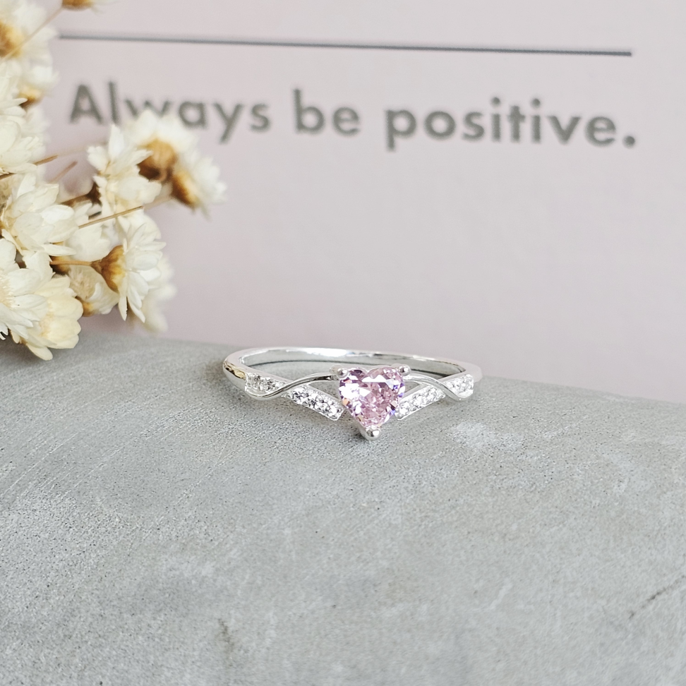 Anel solitário coração cravejado - #2