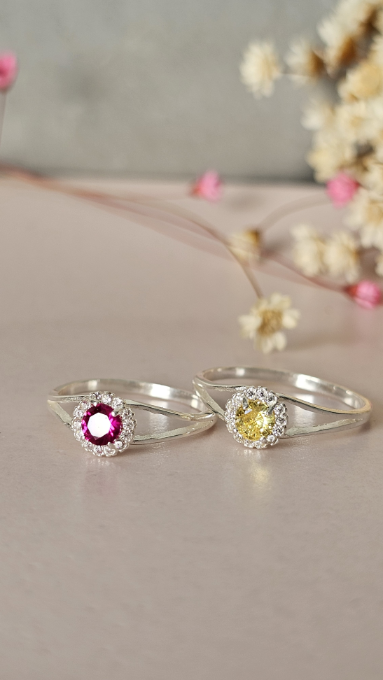 Anel Solitário Redondo cravejado - #2