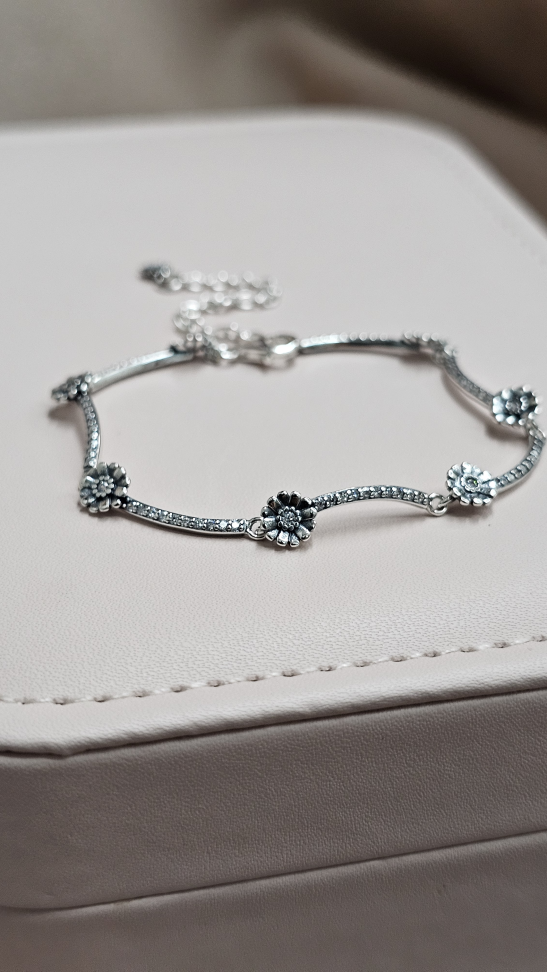 Pulseira inspiração riviera com flores intercaldos - #1