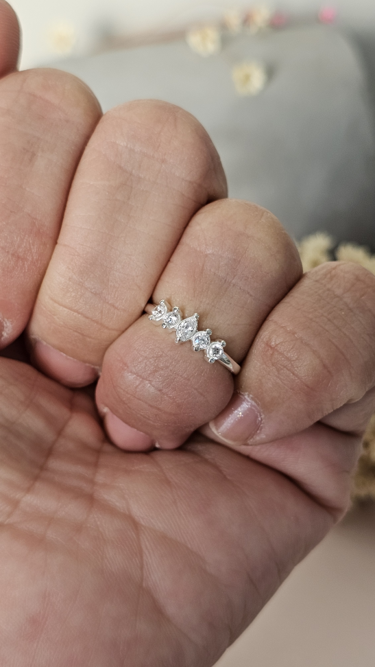 Anel falange 5 zirconias navete - #1