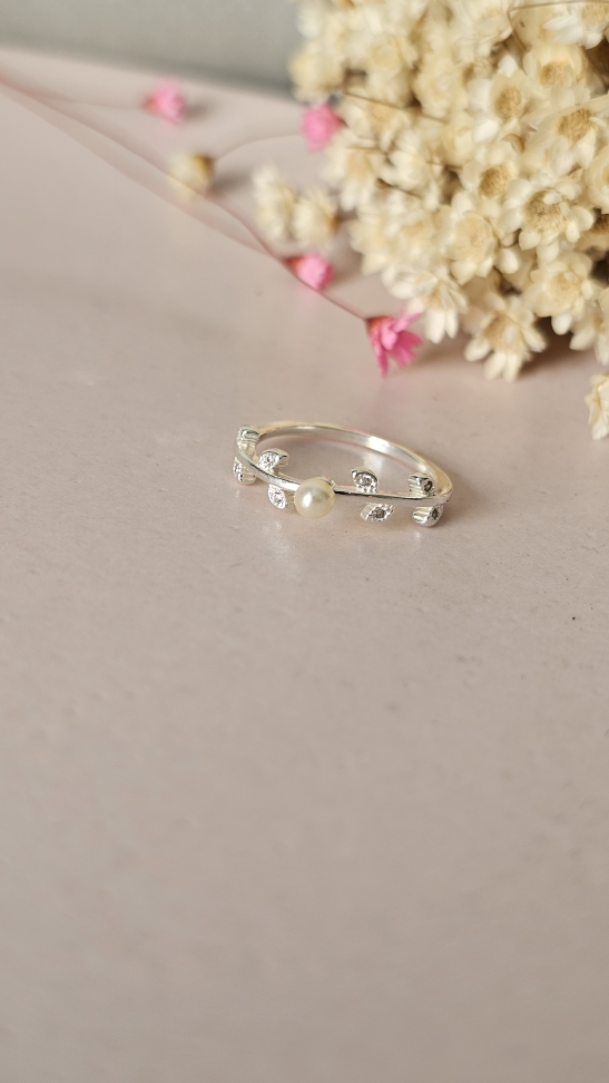 Anel ramo com pérola mini - #2