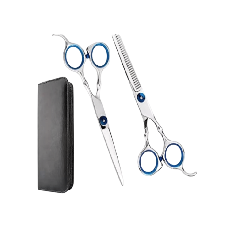 KIT 2 TESOURAS 6.0 + ESTOJO (FIO NAVALHA + DESFIADEIRA)