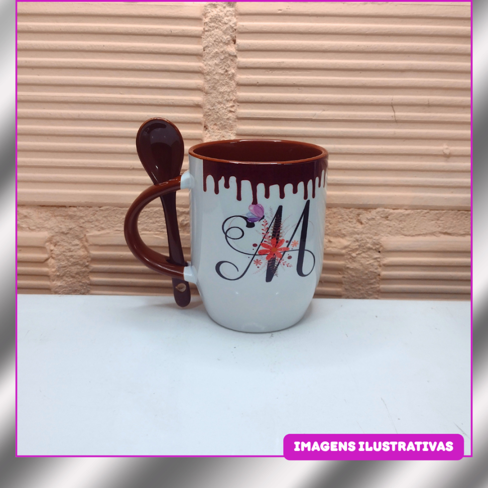 CANECA 325ML COM COLHER JKB FUNDO CONICO TP