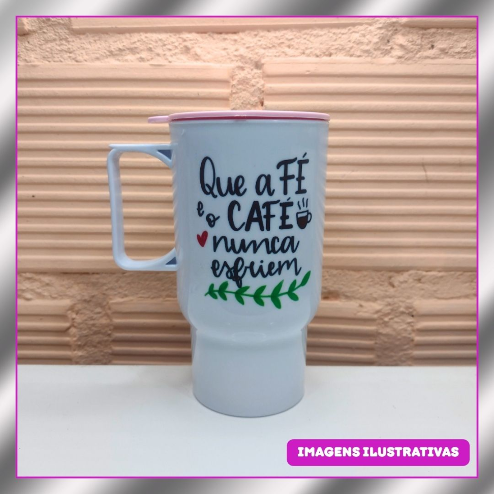 CANECA VEICULAR COM ALÇA QUADRADA 450ML (TRANSFER LASER PRO)