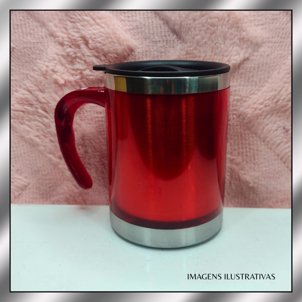 CANECA 400ML TERMICA COLORIDA GORDINHA  (TRANSFER LASER)