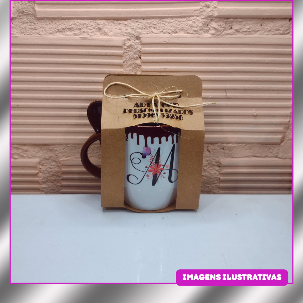 CANECA 325ML COM COLHER JKB FUNDO CONICO TP - #11