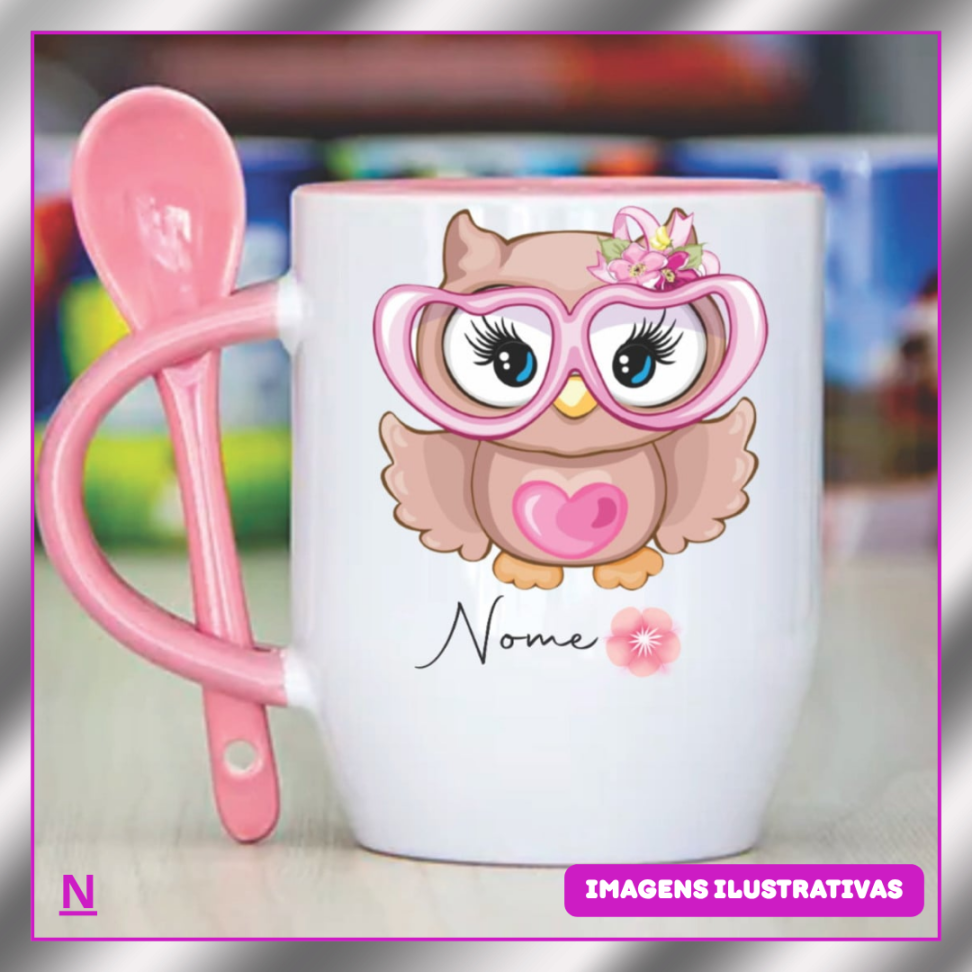 CANECA 325ML COM COLHER JKB FUNDO CONICO TP - #4