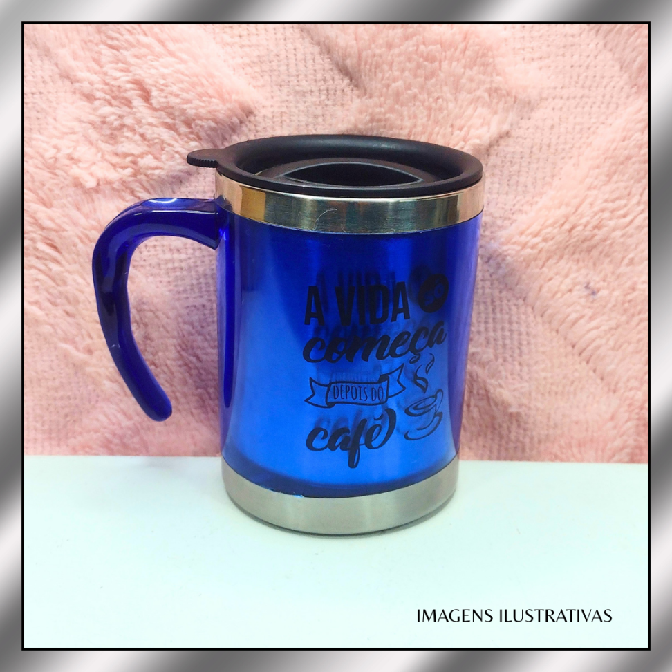 CANECA 400ML TERMICA COLORIDA GORDINHA  (TRANSFER LASER)