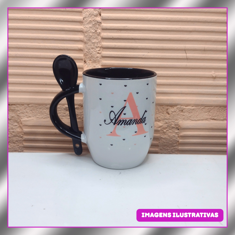 CANECA 325ML COM COLHER JKB FUNDO CONICO TP