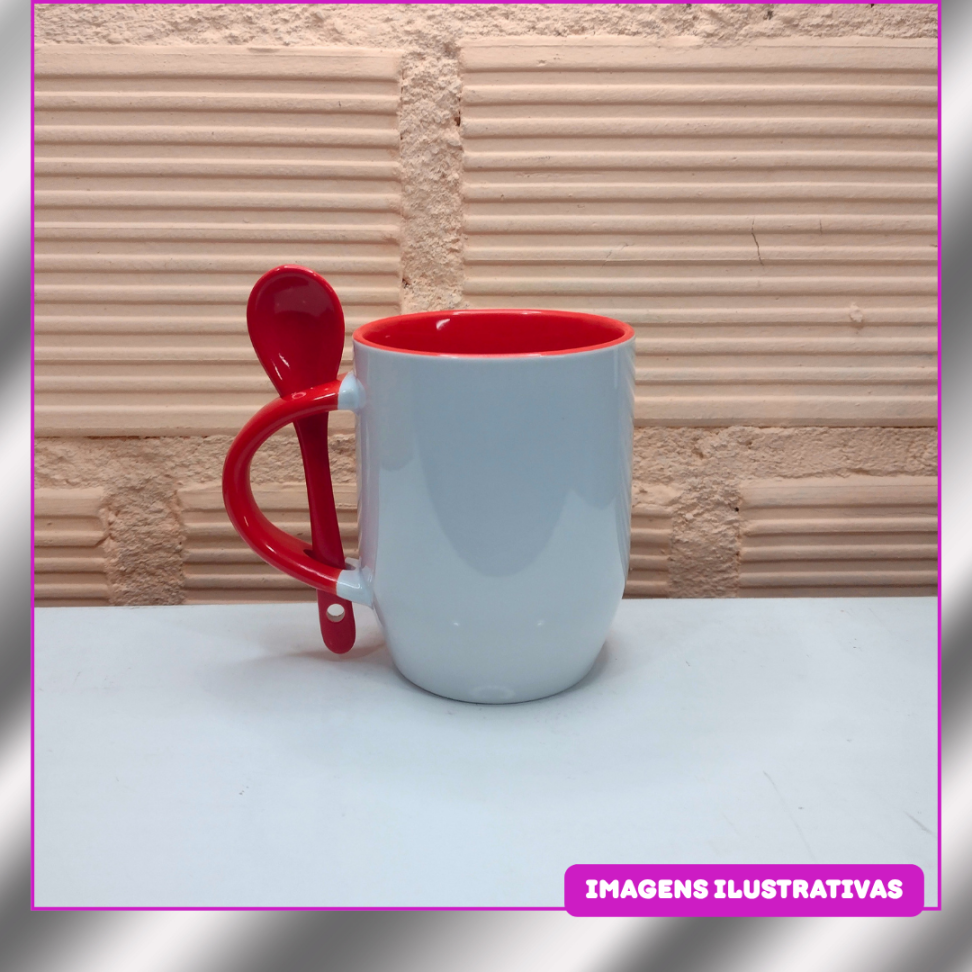 CANECA 325ML COM COLHER JKB FUNDO CONICO TP - #7