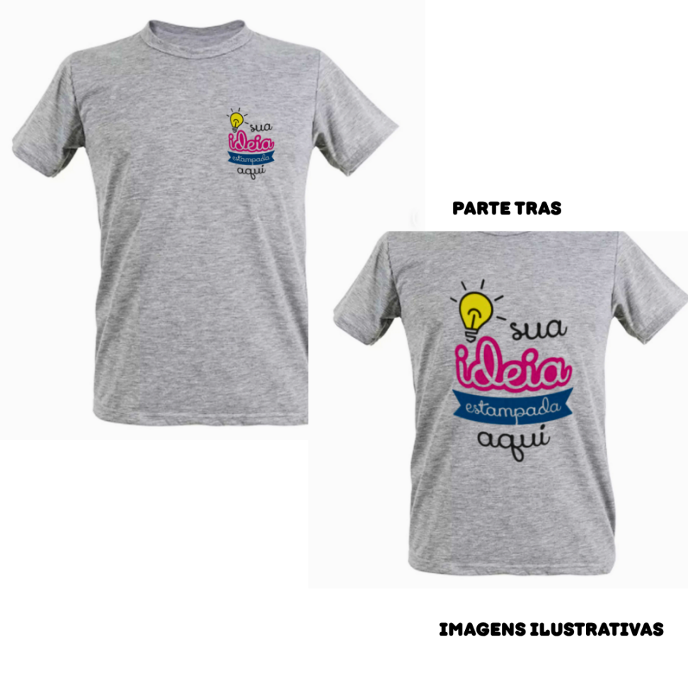 CAMISETAS ADULTA CINZA MESCLA POLIESTER ADULTO MANGA CURTA GOLA REDONDA - #3