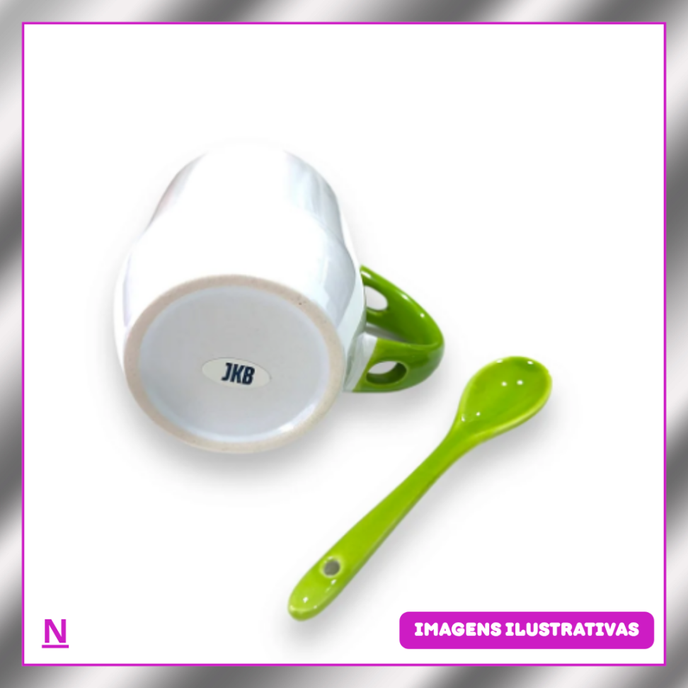 CANECA 325ML COM COLHER JKB FUNDO CONICO TP - #9