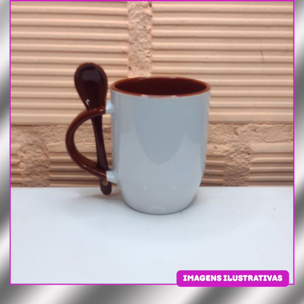 CANECA 325ML COM COLHER JKB FUNDO CONICO TP - #8