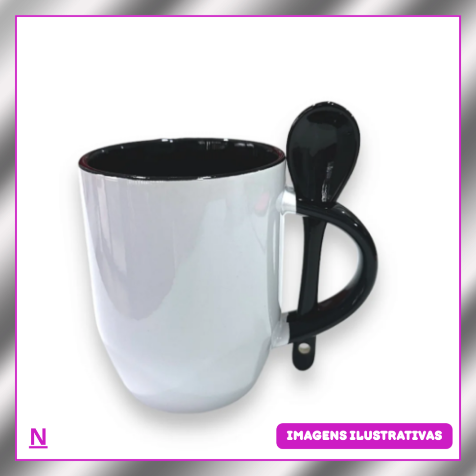CANECA 325ML COM COLHER JKB FUNDO CONICO TP - #5