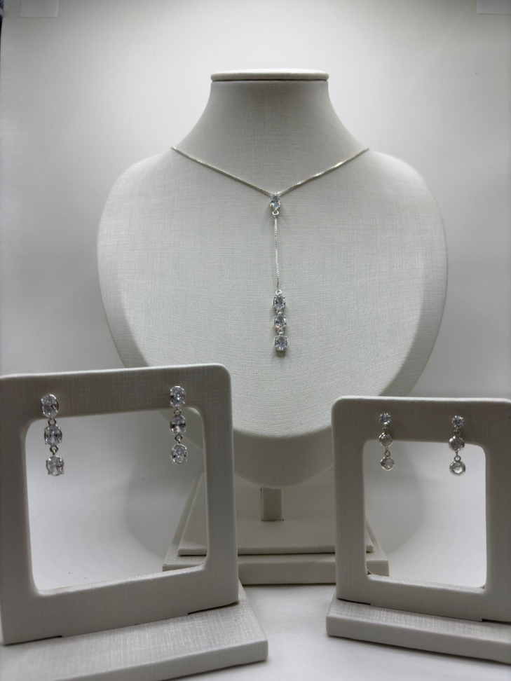 Gargantilha prata gravata zircônia ovais - #2