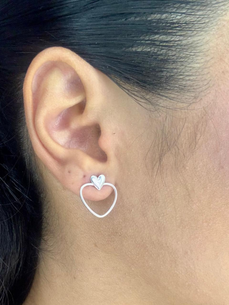 Brinco prata coração - #1