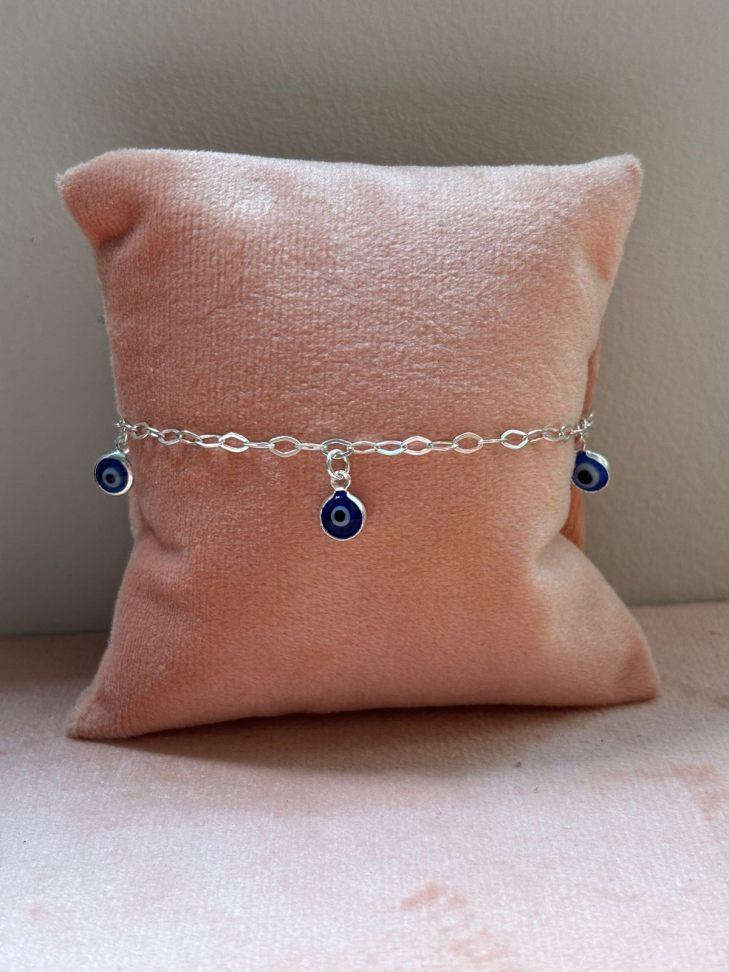 Pulseira prata elos olho grego - #2