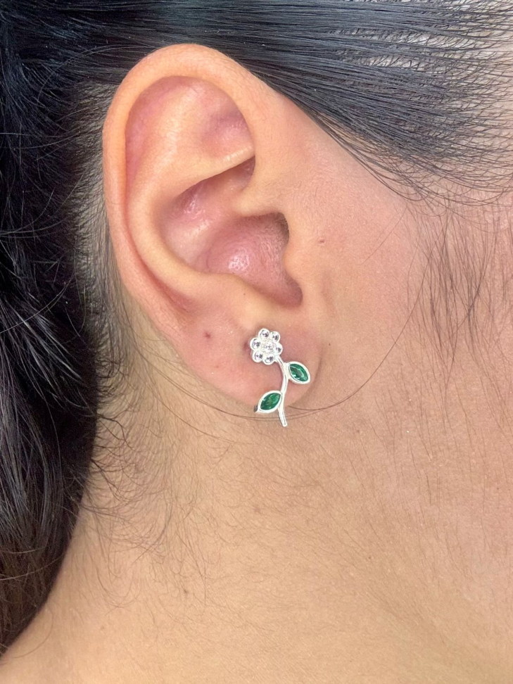 Brinco prata flor - #2