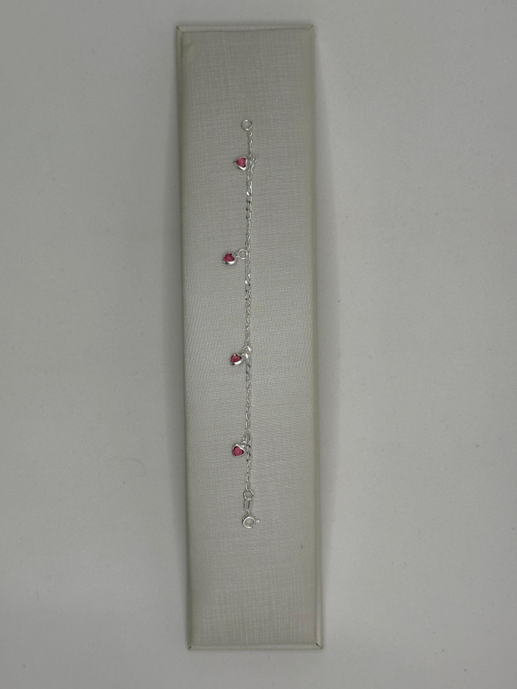 Pulseira infantil prata pendurado zircônia coração - #2