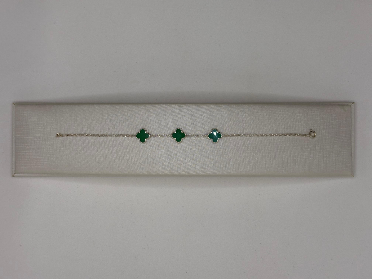 Pulseira prata três trevos - #2