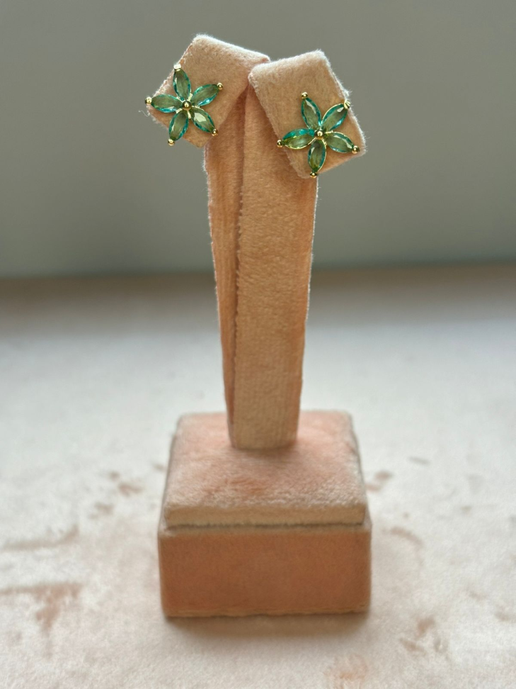 Brinco semijoia flor turmalina - #2