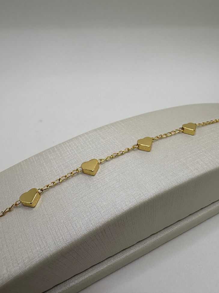 Pulseira semijoia elos e corações - #3