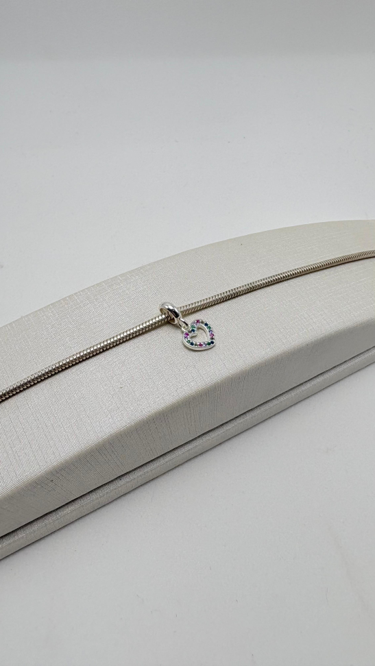 Berloque prata coração colorido - #2