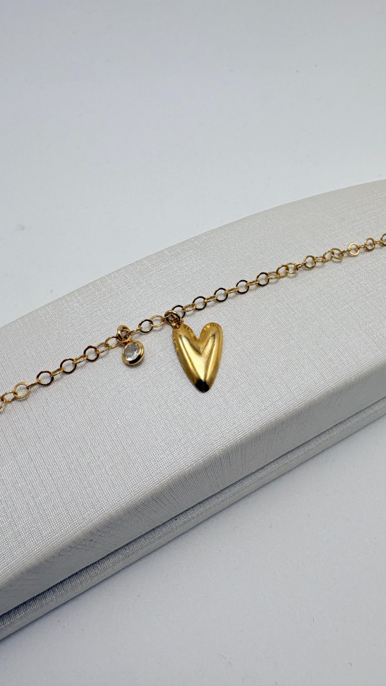 Pulseira semijoia elos com pingente de coração - #2