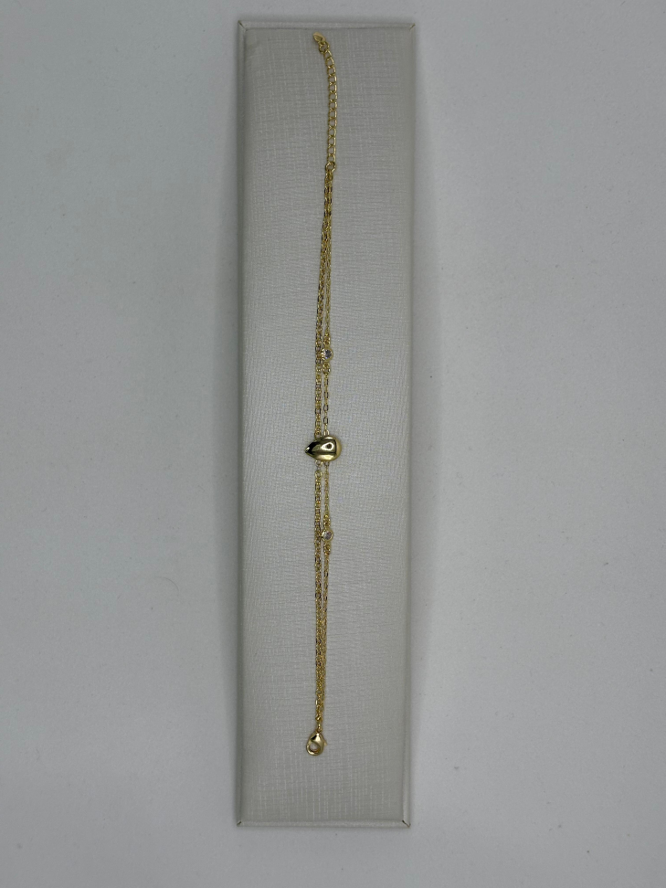 Pulseira semijoia elos duplos com pingente de gota - #2