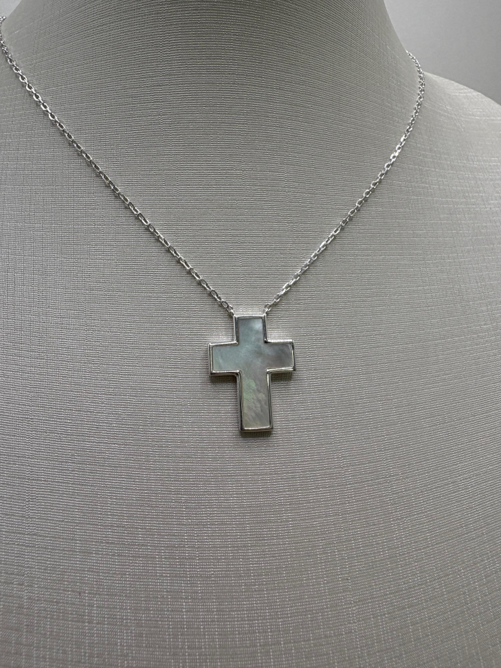 Gargantilha prata cruz - #1