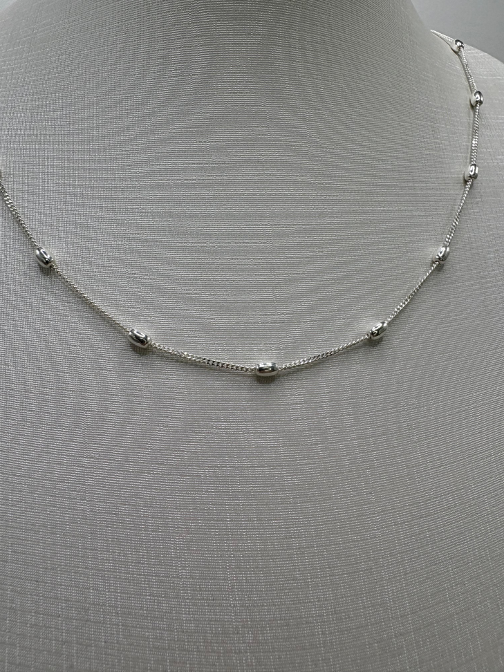 Corrente prata grumet bolas ovais 45cm - #2